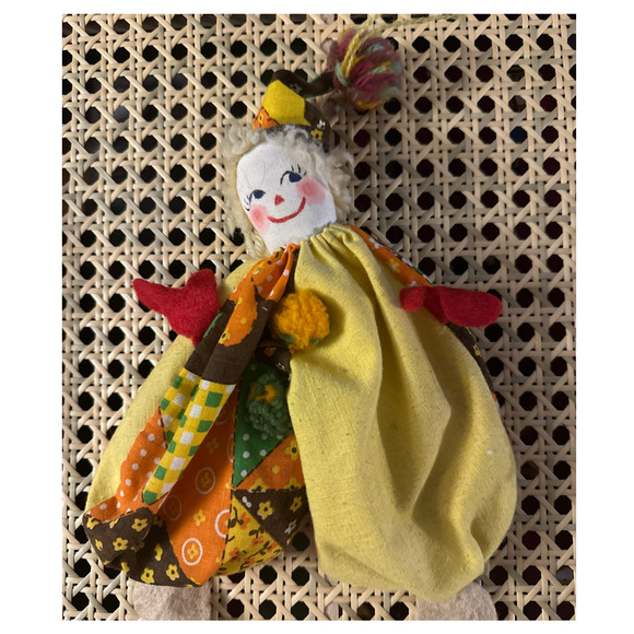 Lot of 3 VTG HANDMADE Weighted Clown Jester Doll Colorful Fabric Patchwork *Read - Picture 4 of 15